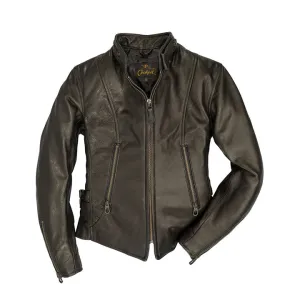 Cockpit USA Women's Cafe Racer Motocross Deer Calfskin Jacket