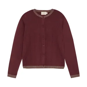 Creamie Pointelle Cardigan Tawny Port