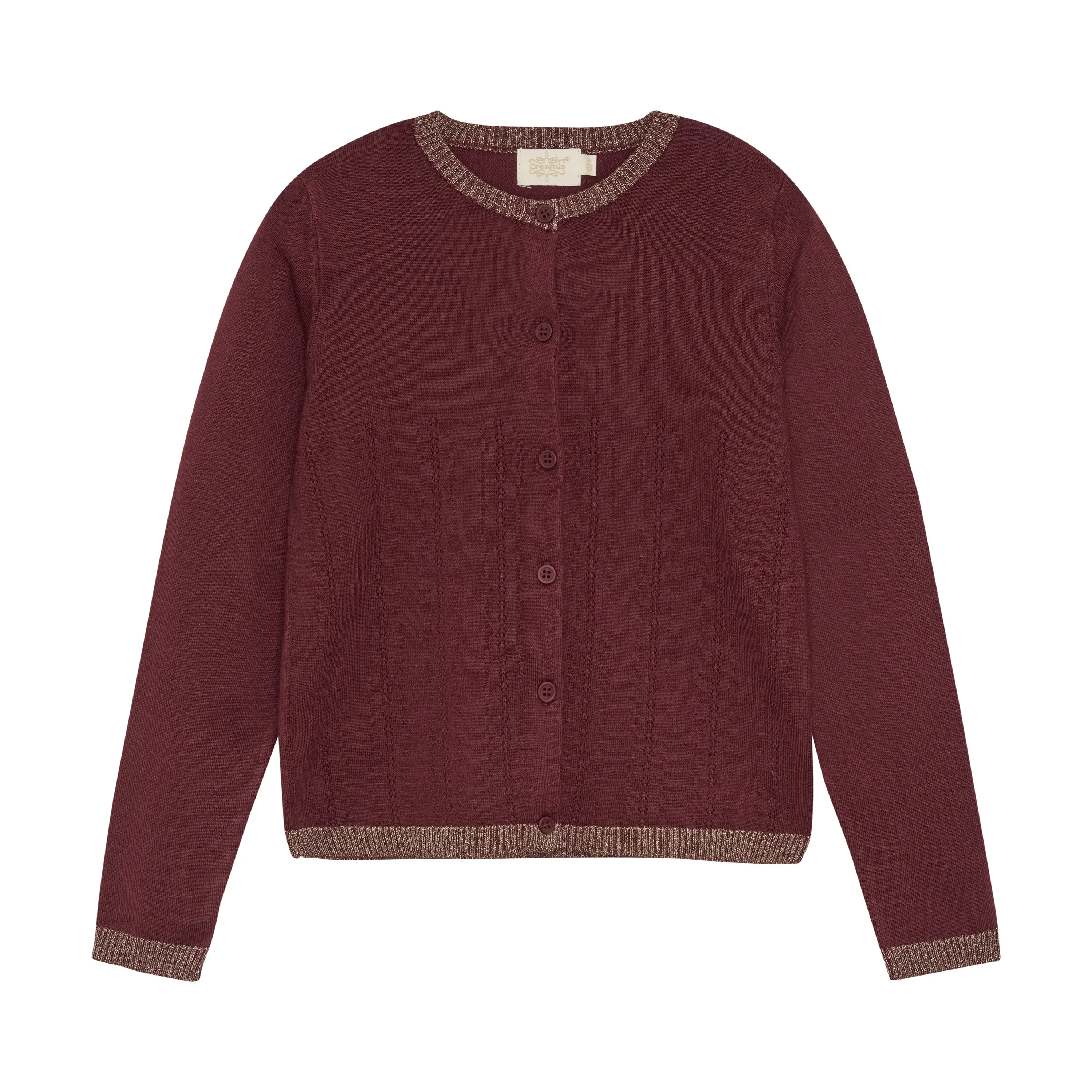 Creamie Pointelle Cardigan Tawny Port