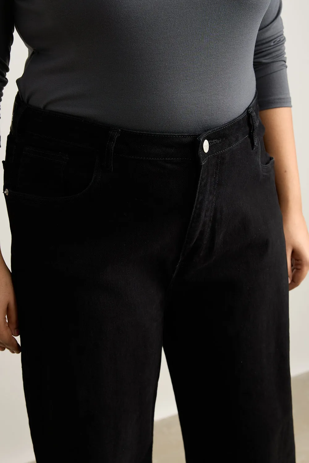 Curve Coal Black Straight Leg Jeans