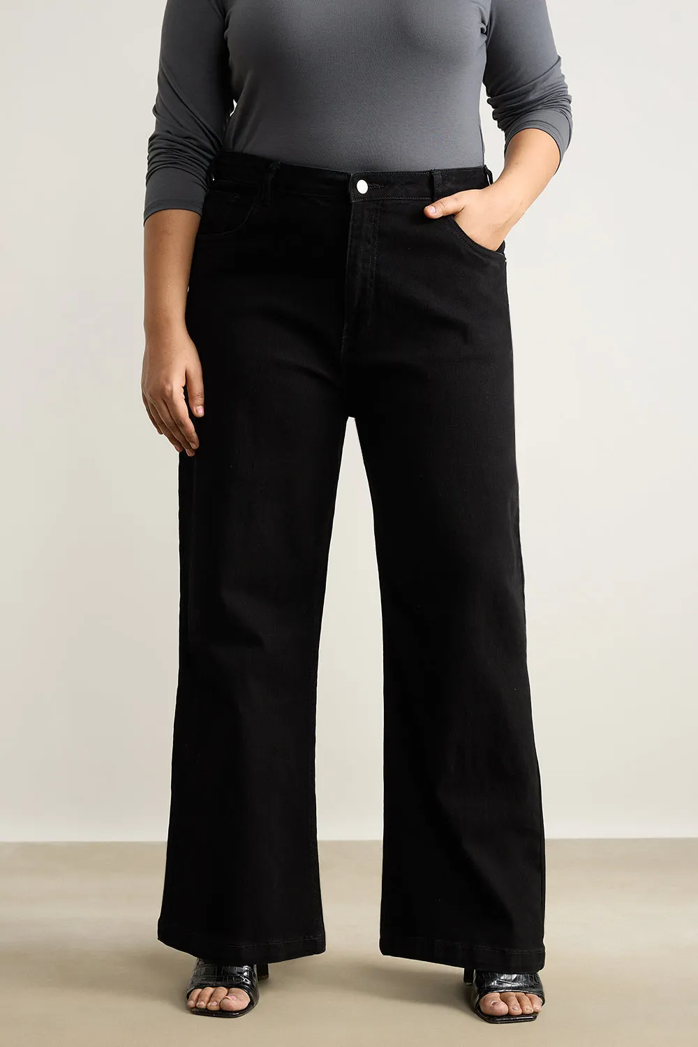 Curve Coal Black Straight Leg Jeans