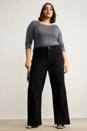 Curve Coal Black Straight Leg Jeans