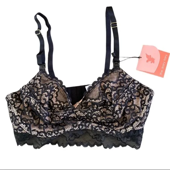 Dairy Fairy Ayla Luxury Lace Nursing Bra Size 3 NWT Black