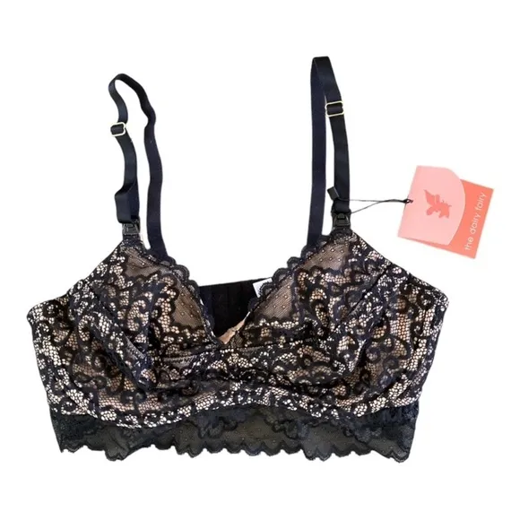 Dairy Fairy Ayla Luxury Lace Nursing Bra Size 3 NWT Black