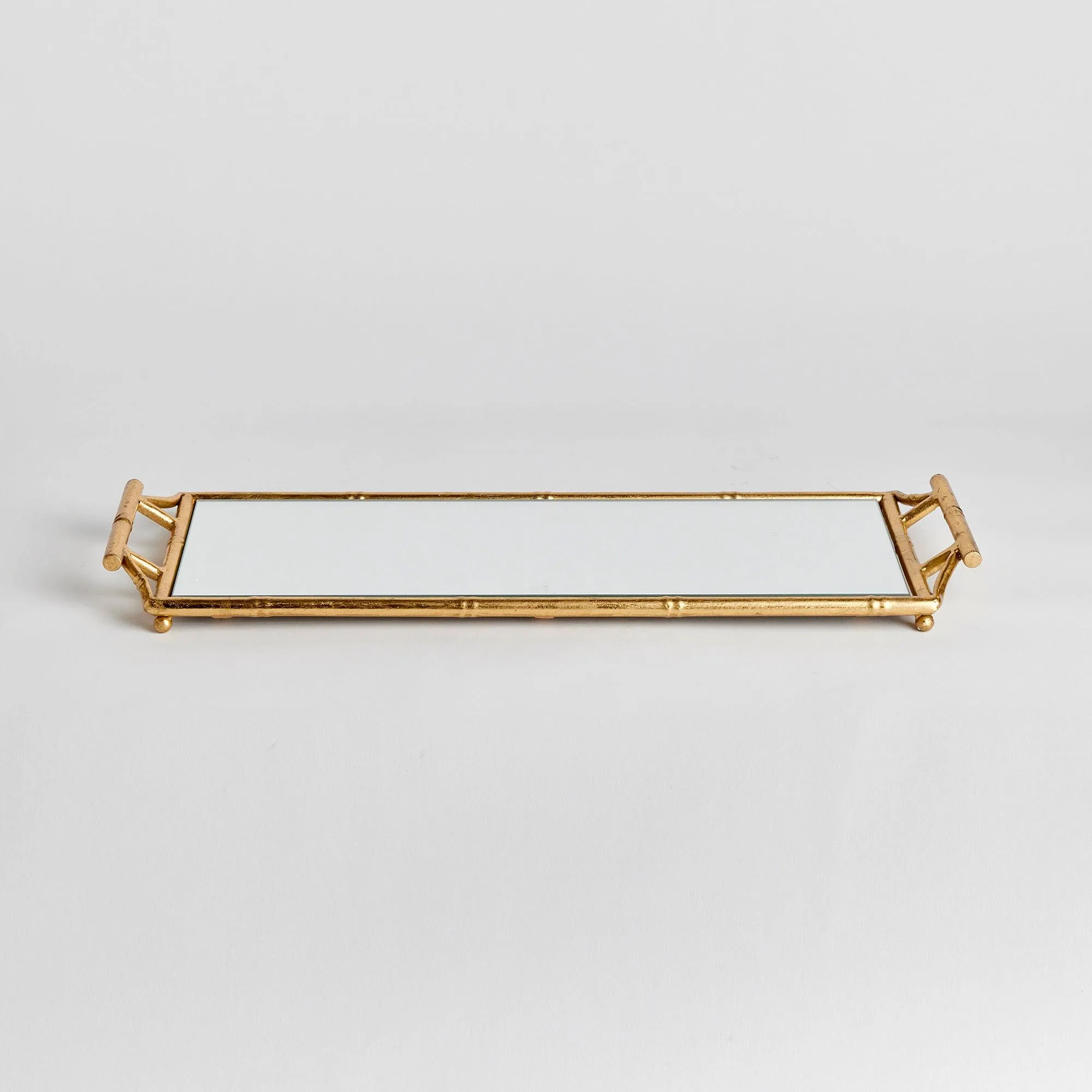Daphne Narrow Mirrored Tray With Handles