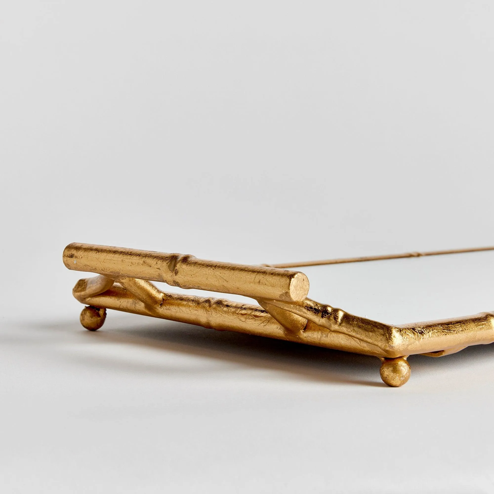 Daphne Narrow Mirrored Tray With Handles