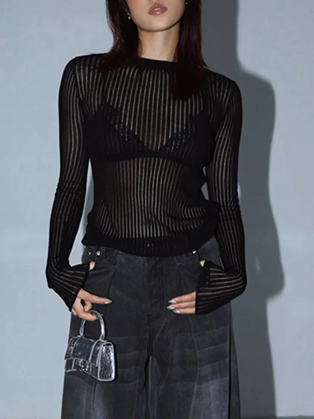 Dark Romance Sheer Long Sleeve Top