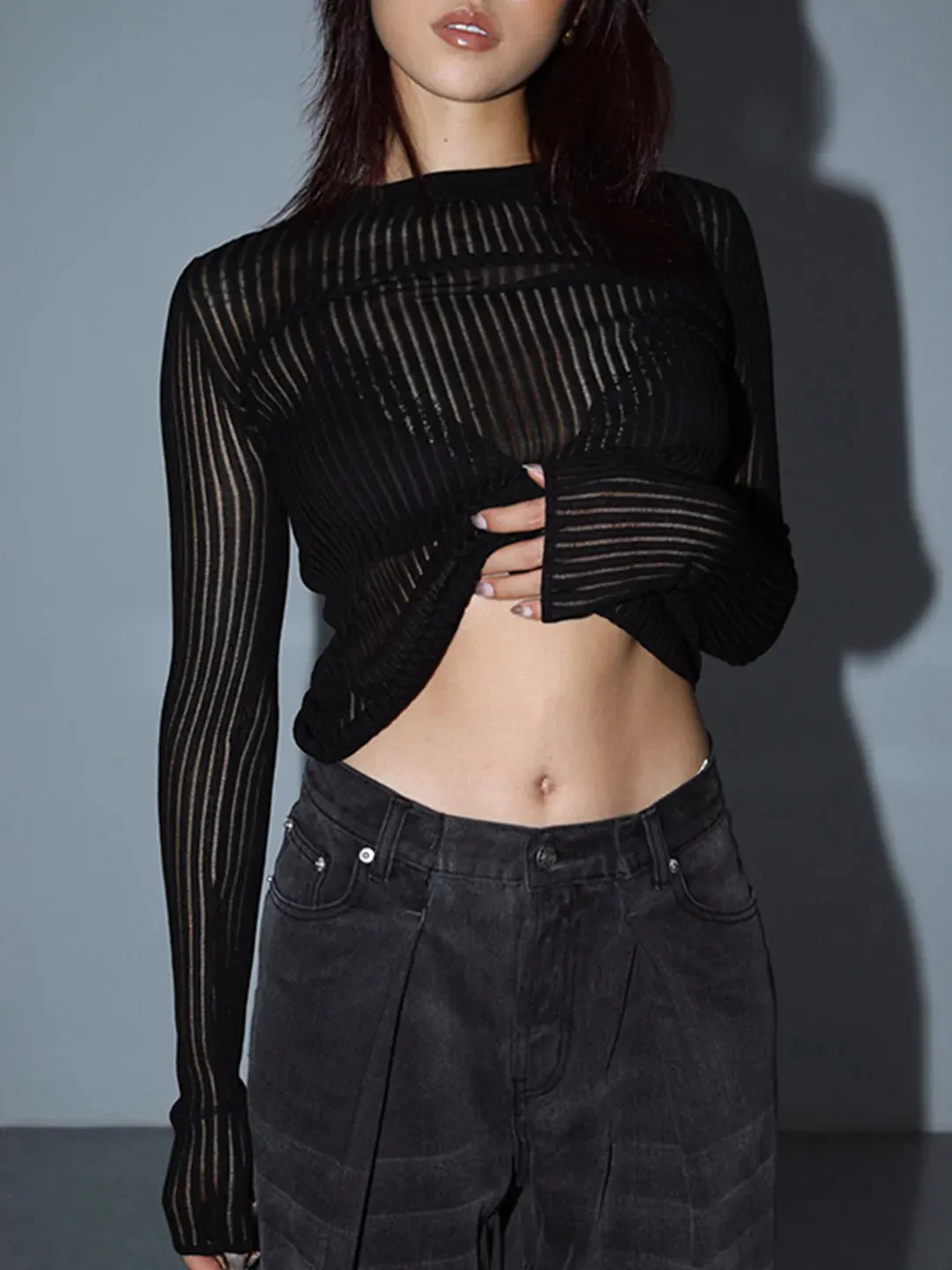 Dark Romance Sheer Long Sleeve Top