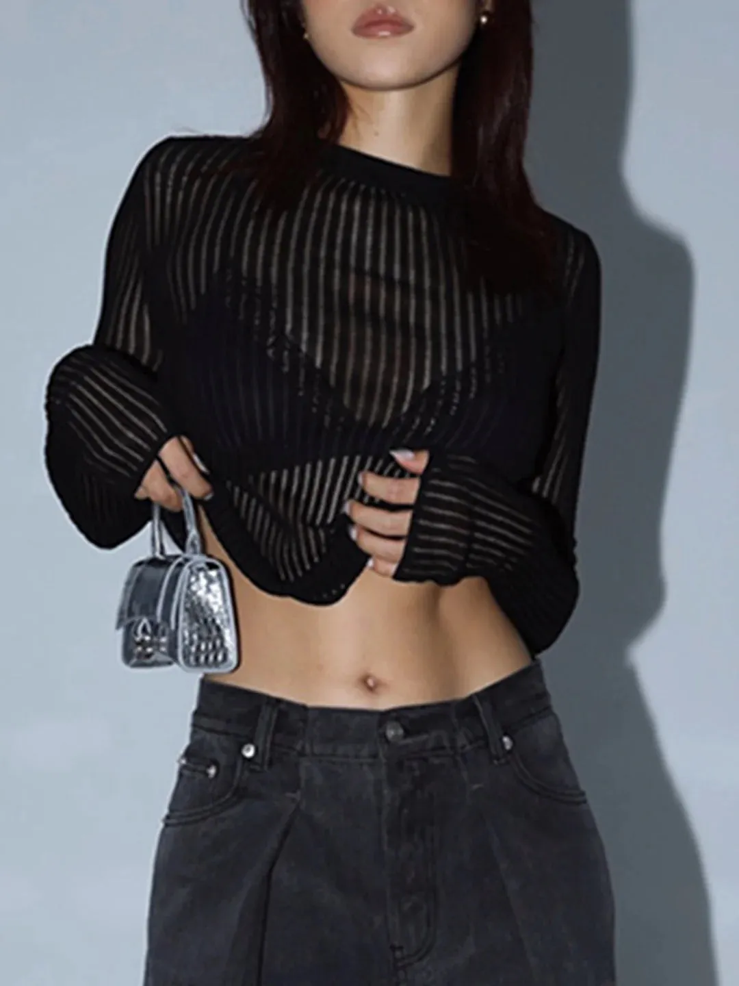 Dark Romance Sheer Long Sleeve Top