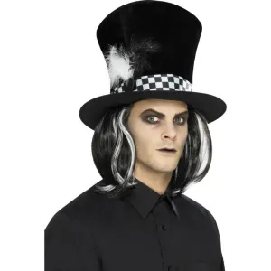 Dark Tea Party Top Hat with attached Hair