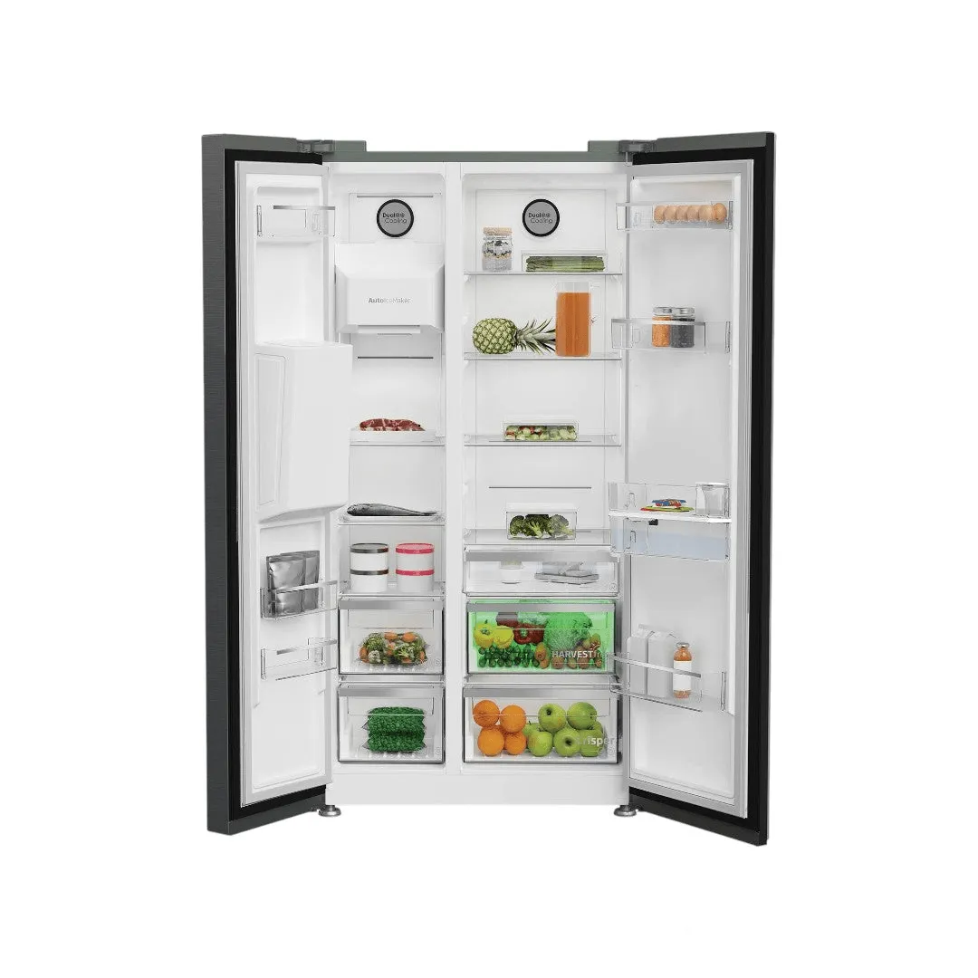 Defy 525L Black Side-By-Side Door Fridge DFF567