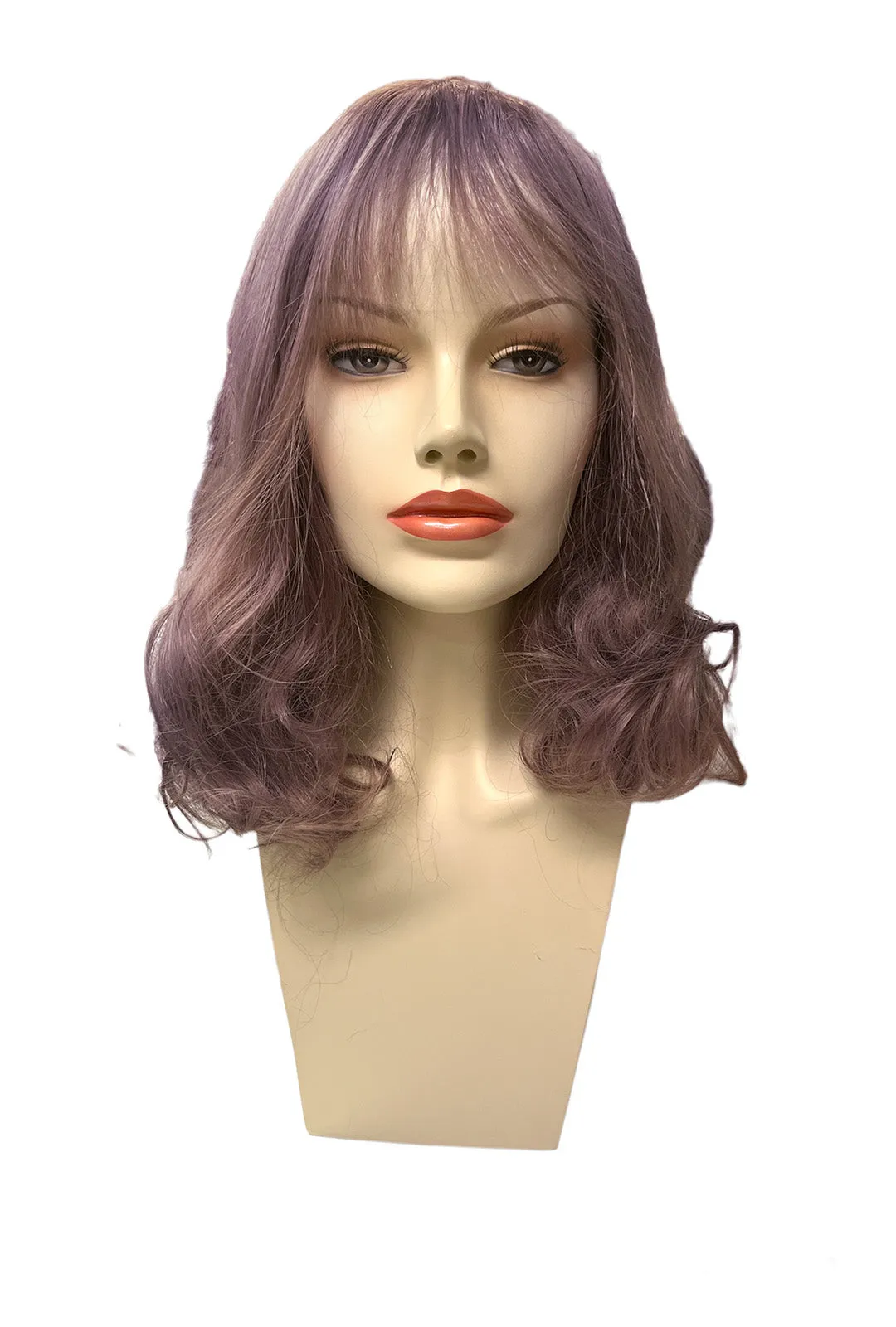 Deluxe Brown & Purple Mid Length Curly Wig