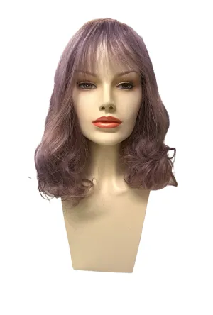 Deluxe Brown & Purple Mid Length Curly Wig