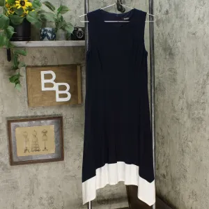 DKNY Women's Colorblock Handkerchief Hem Dress Navy / White 6