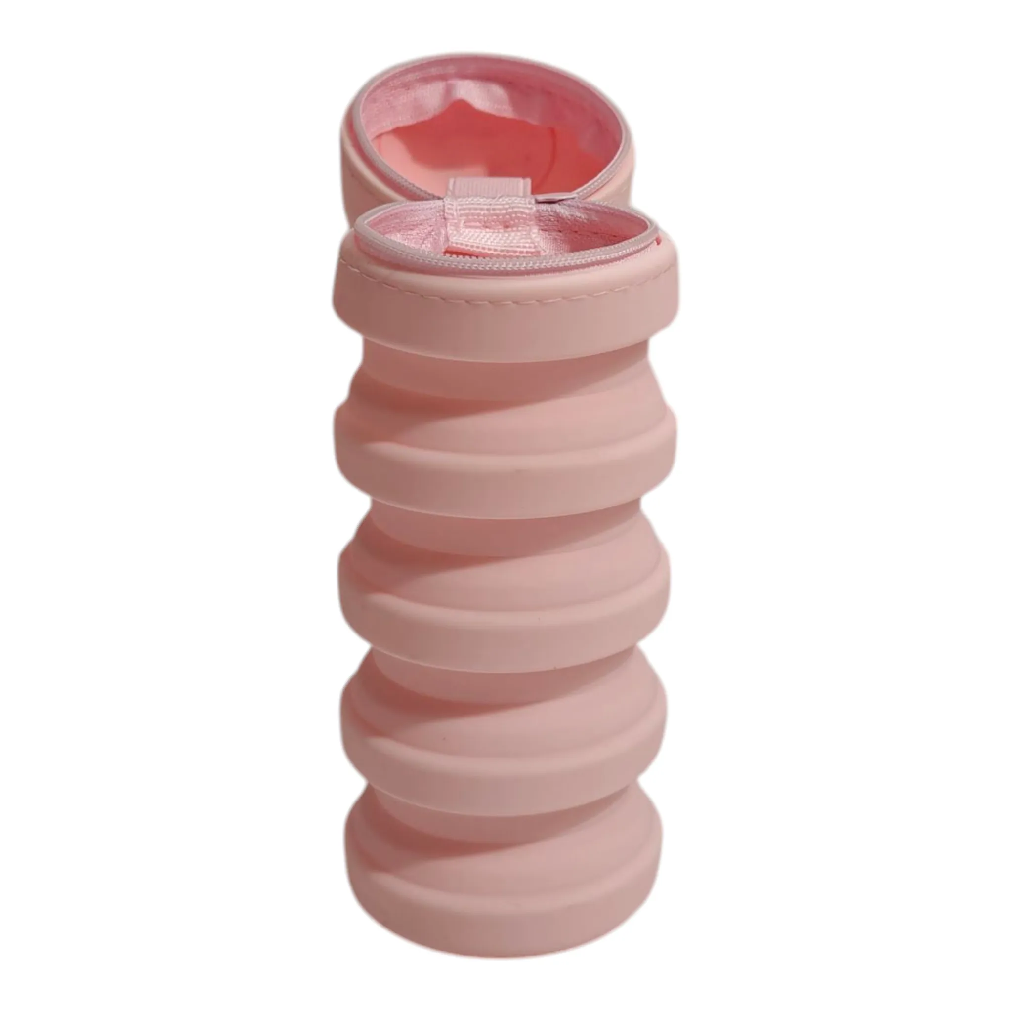 DOLL FACE EXPANDABLE SILICONE PENCIL POUCH - LIGHT PINK