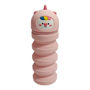 DOLL FACE EXPANDABLE SILICONE PENCIL POUCH - LIGHT PINK