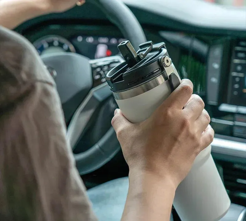 Double-Insulated Stainless Steel Travel Mug: Keep Drinks Hot or Cold On-the-Go