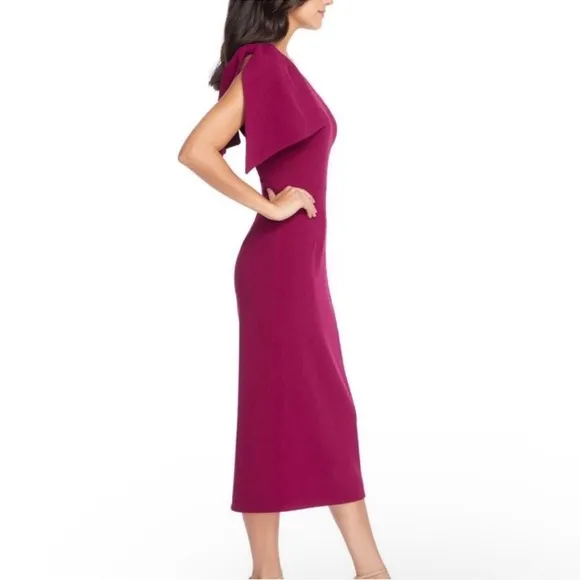DRESS THE POPULATION Tiffany One-Shoulder Maroon Dark Magenta Dress Size S NWT