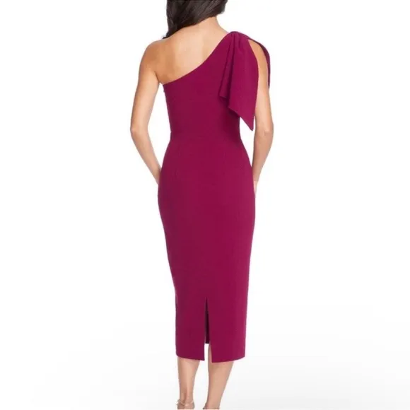 DRESS THE POPULATION Tiffany One-Shoulder Maroon Dark Magenta Dress Size S NWT