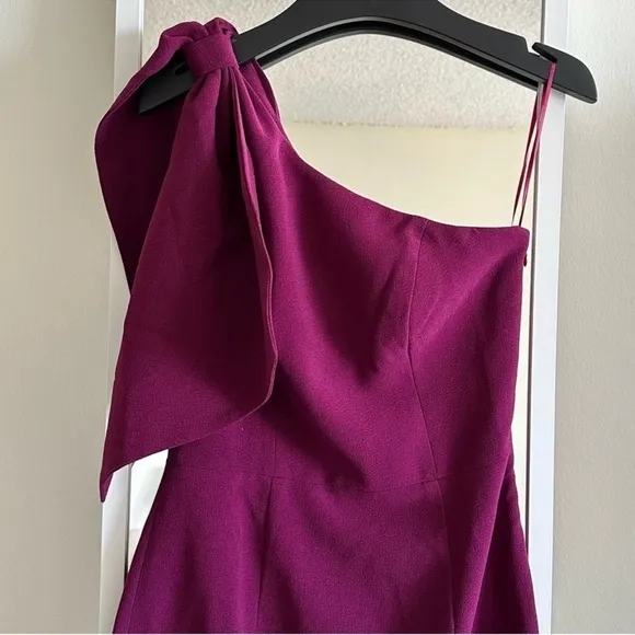 DRESS THE POPULATION Tiffany One-Shoulder Maroon Dark Magenta Dress Size S NWT