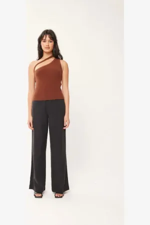 DUSK ONE SHOULDER TANK - ESPRESSO