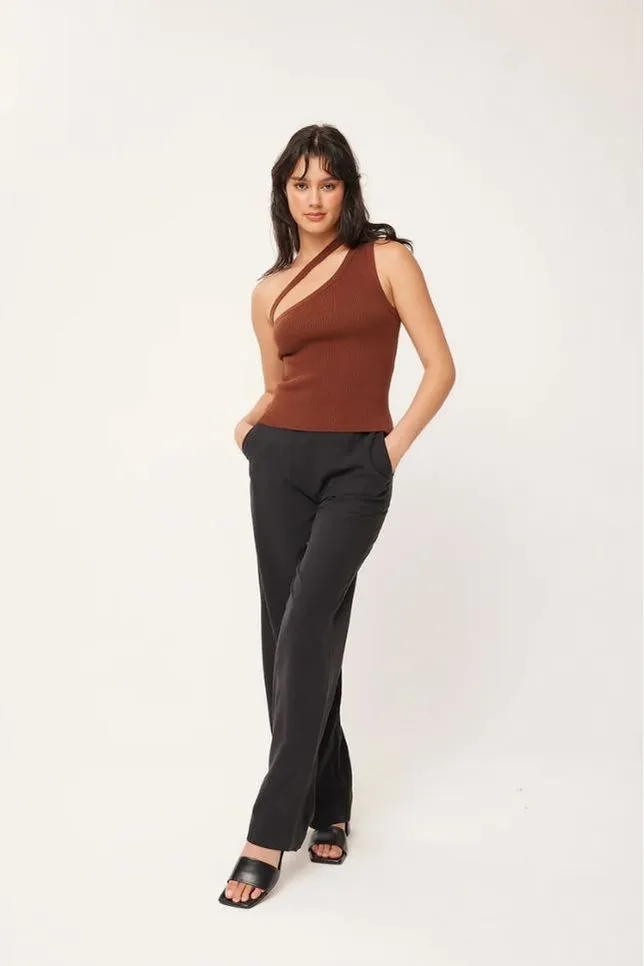 DUSK ONE SHOULDER TANK - ESPRESSO
