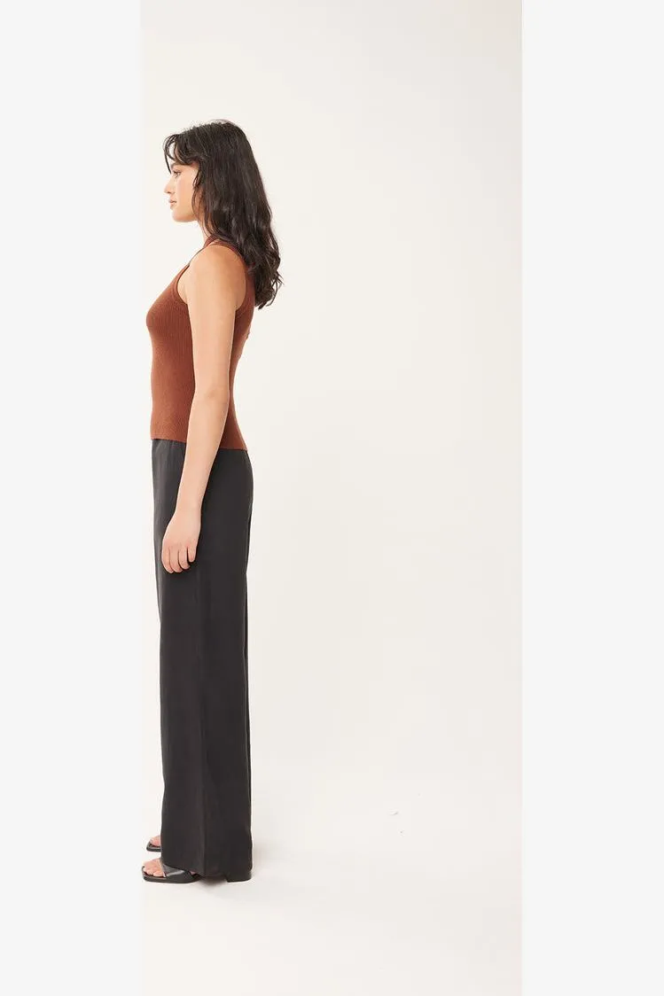 DUSK ONE SHOULDER TANK - ESPRESSO