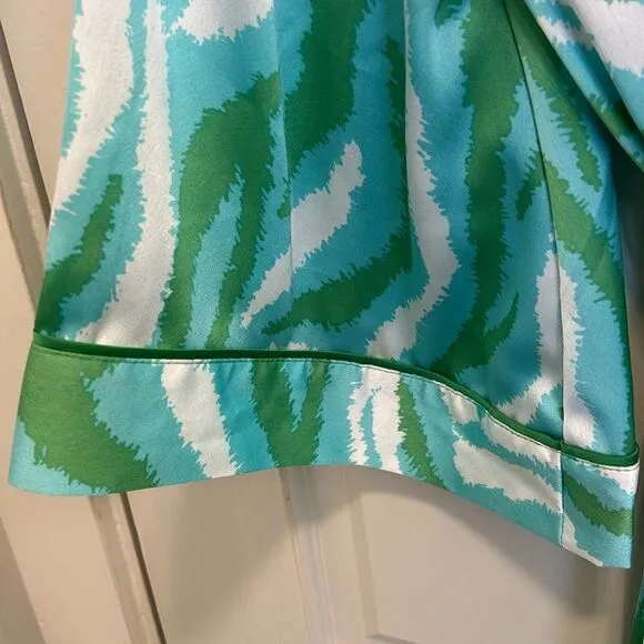 DVF Long Satin Disco 🪩 Zebra 🦓 Green Tie Robe 👘 Gorgeous!