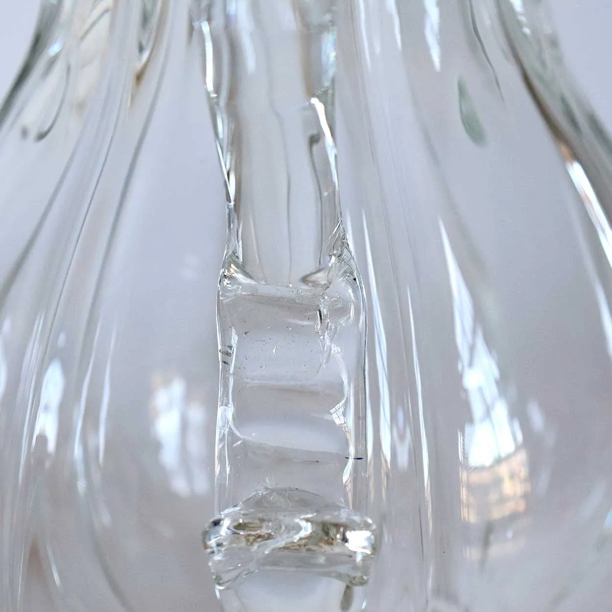 Early American Flint Glass Pillar Molded Footed Pitcher