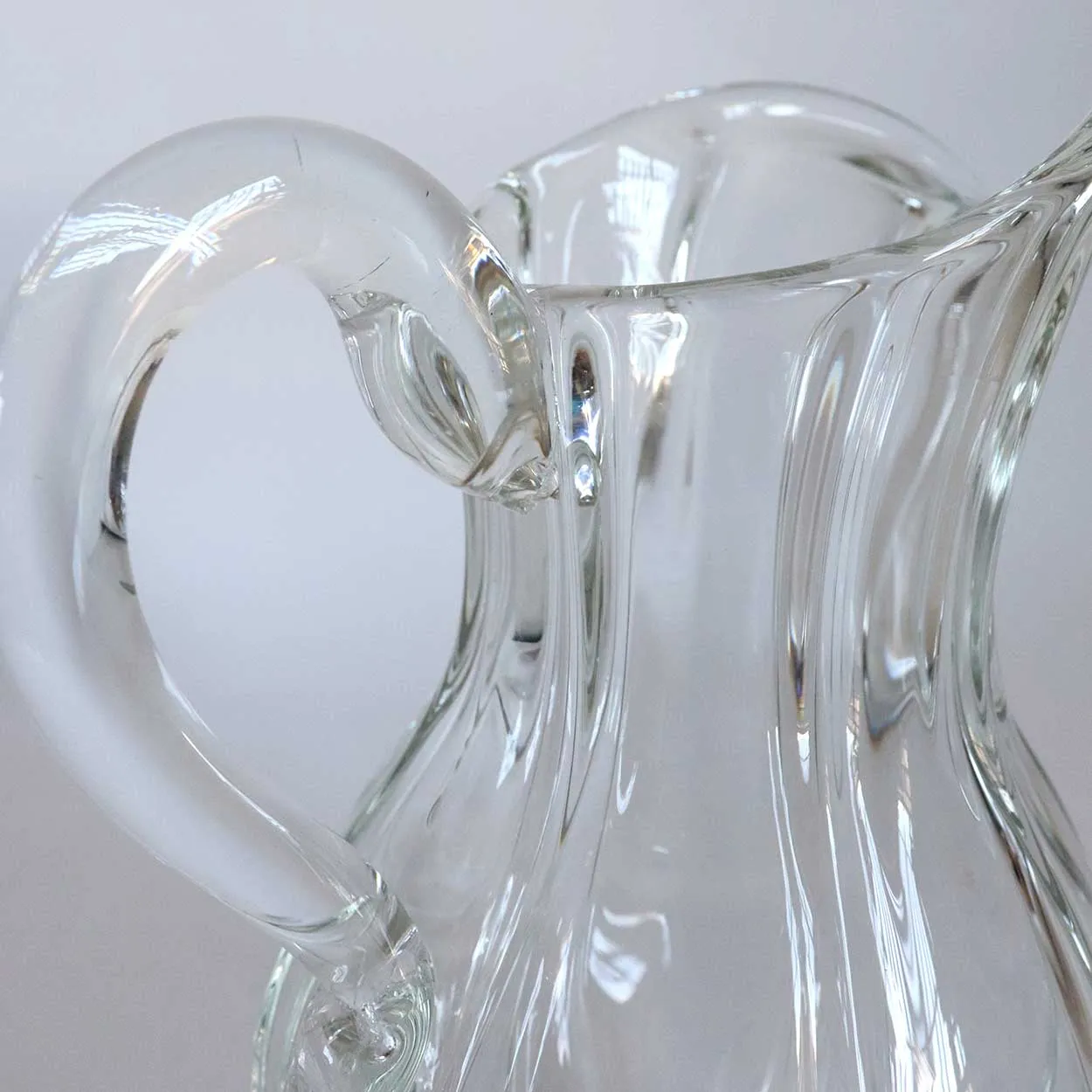 Early American Flint Glass Pillar Molded Footed Pitcher