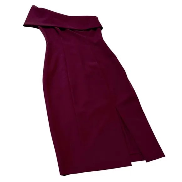 Eliza J Plum One Shoulder Scuba Crepe Sheath Dress Midi Classy Party Cocktail 2