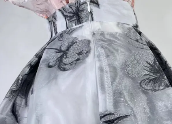Embroidered Commuting Hepburn Puff Skirt