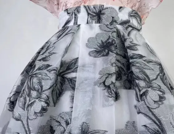 Embroidered Commuting Hepburn Puff Skirt