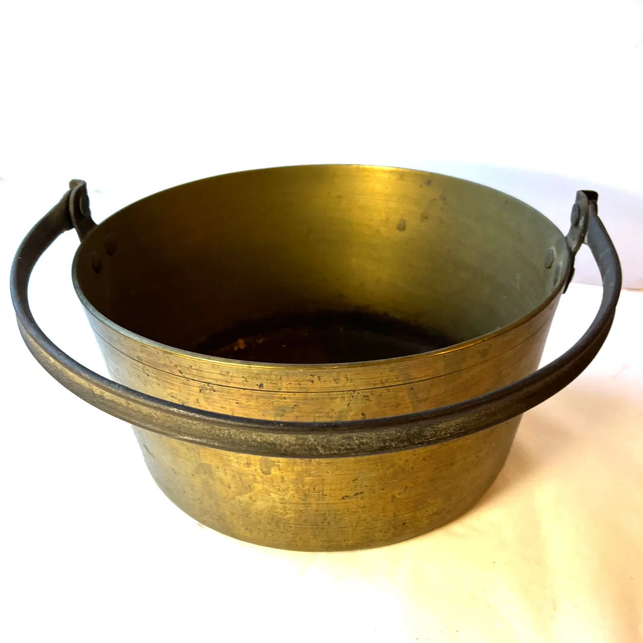 English Brass and Iron Handle Kitchen Preserving Pan / Hearth Kettle
