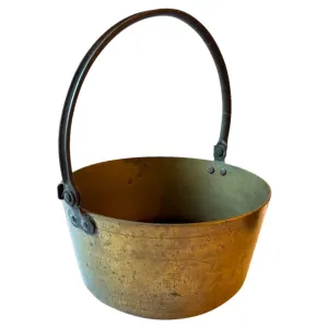 English Brass and Iron Handle Kitchen Preserving Pan / Hearth Kettle