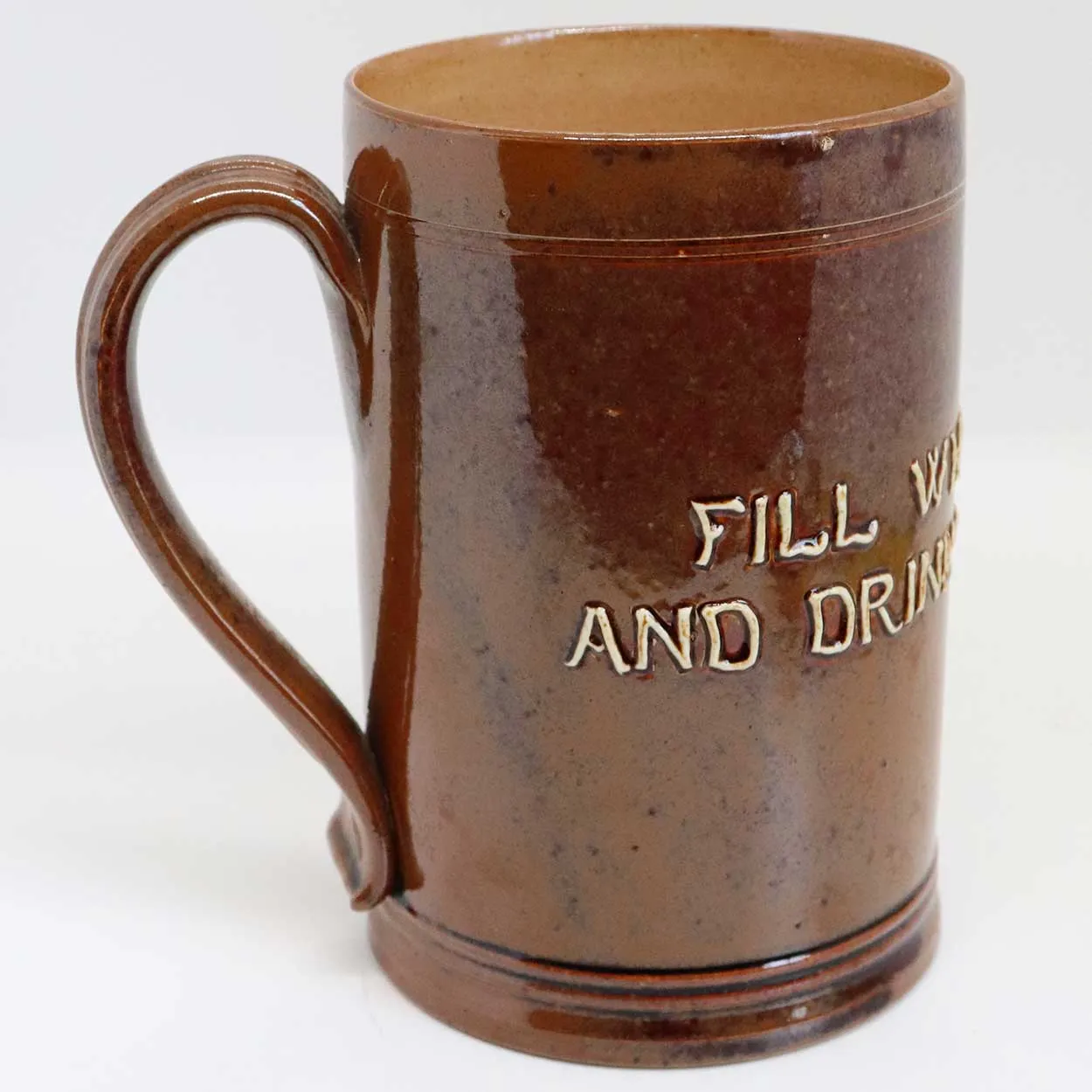 English Doulton Lambeth Stoneware Pottery Motto Mug or Tankard