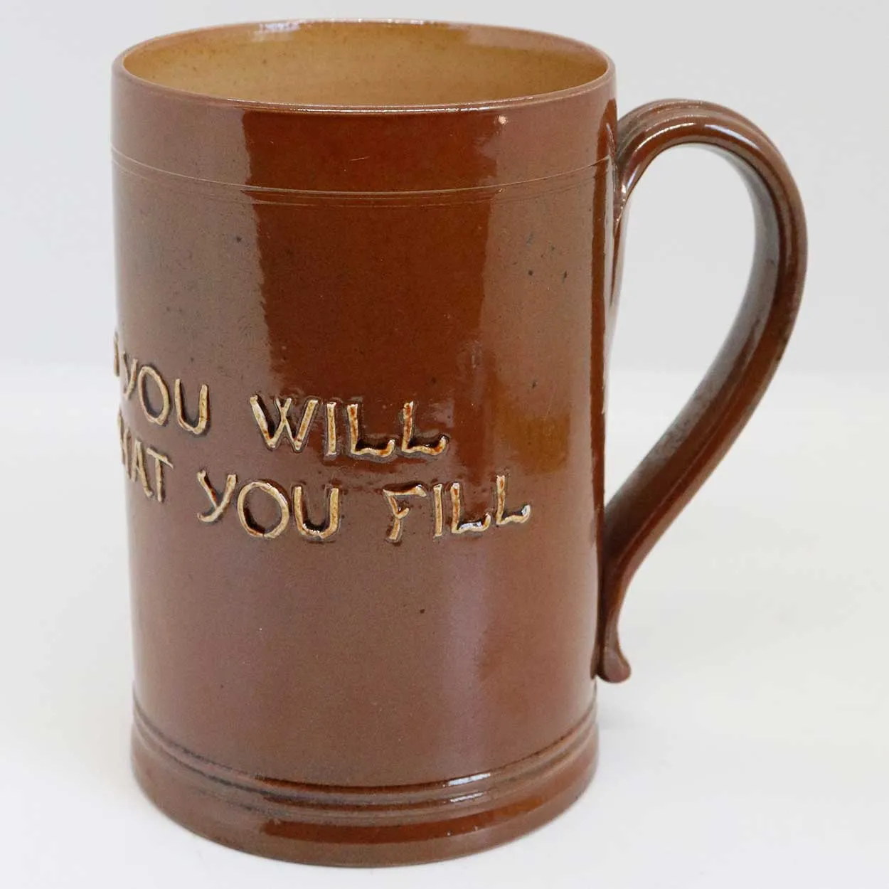English Doulton Lambeth Stoneware Pottery Motto Mug or Tankard