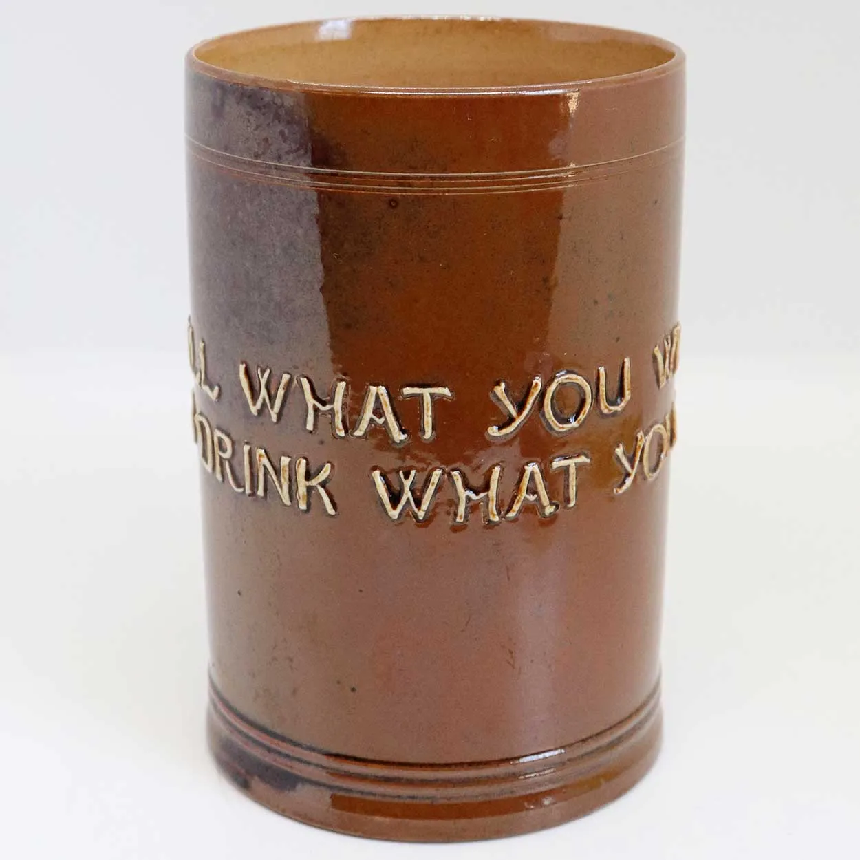 English Doulton Lambeth Stoneware Pottery Motto Mug or Tankard