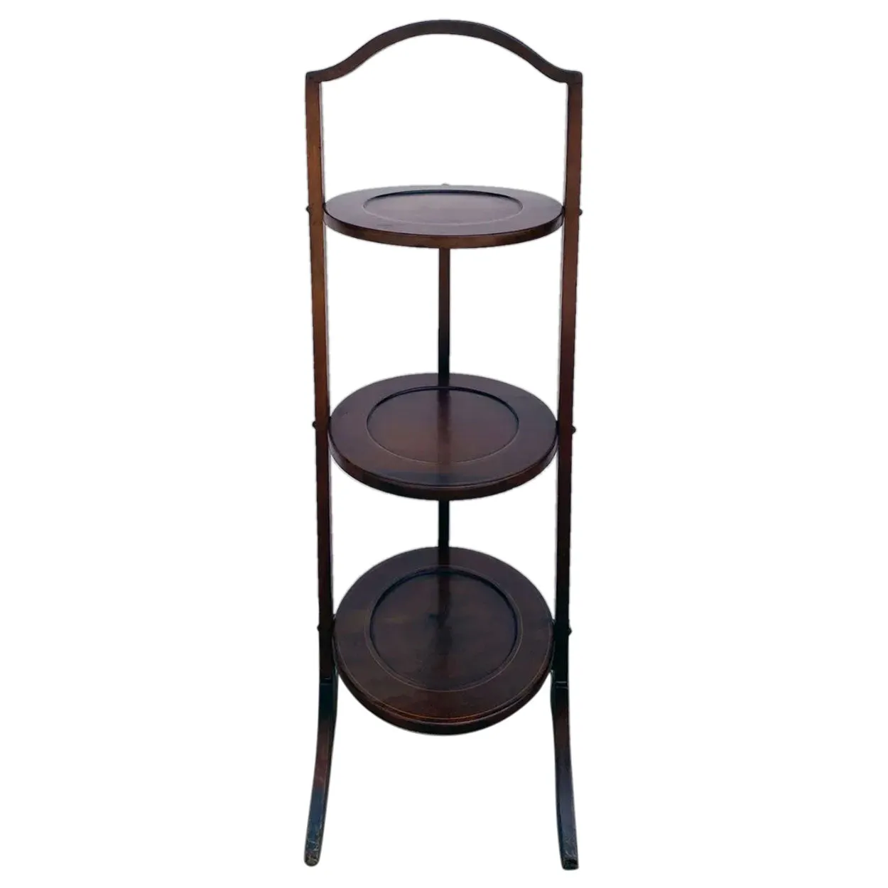 English Edwardian Mahogany Three-Tier Folding Cake Stand