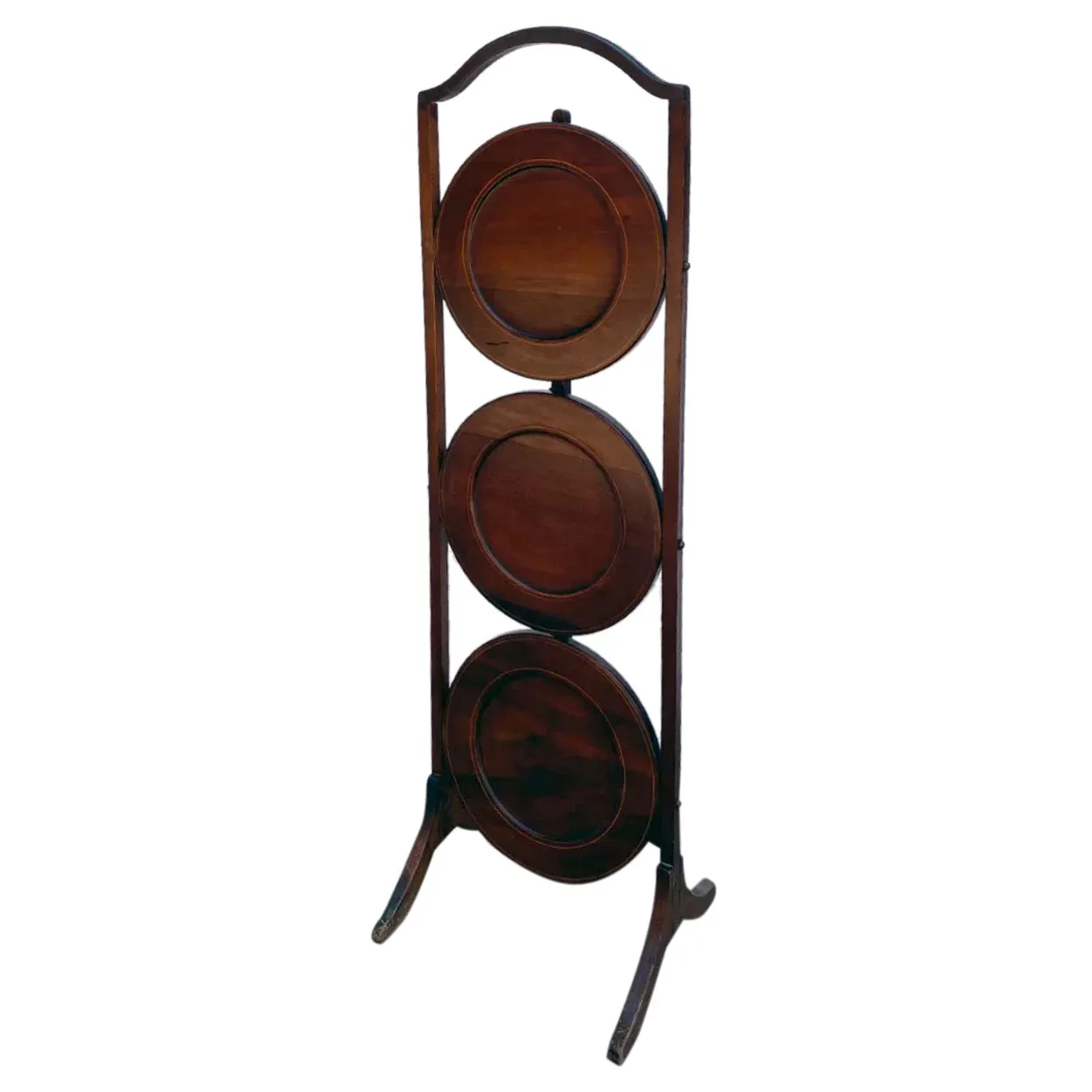 English Edwardian Mahogany Three-Tier Folding Cake Stand