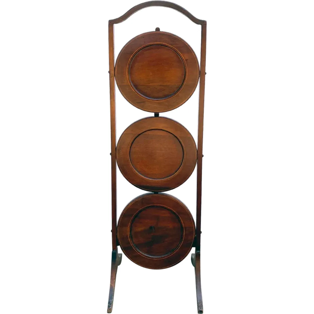 English Edwardian Mahogany Three-Tier Folding Cake Stand
