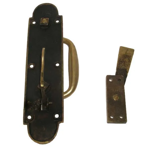 English Late Victorian Solid Brass Door Handle and Latch