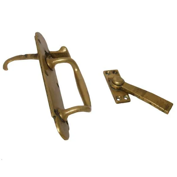 English Late Victorian Solid Brass Door Handle and Latch