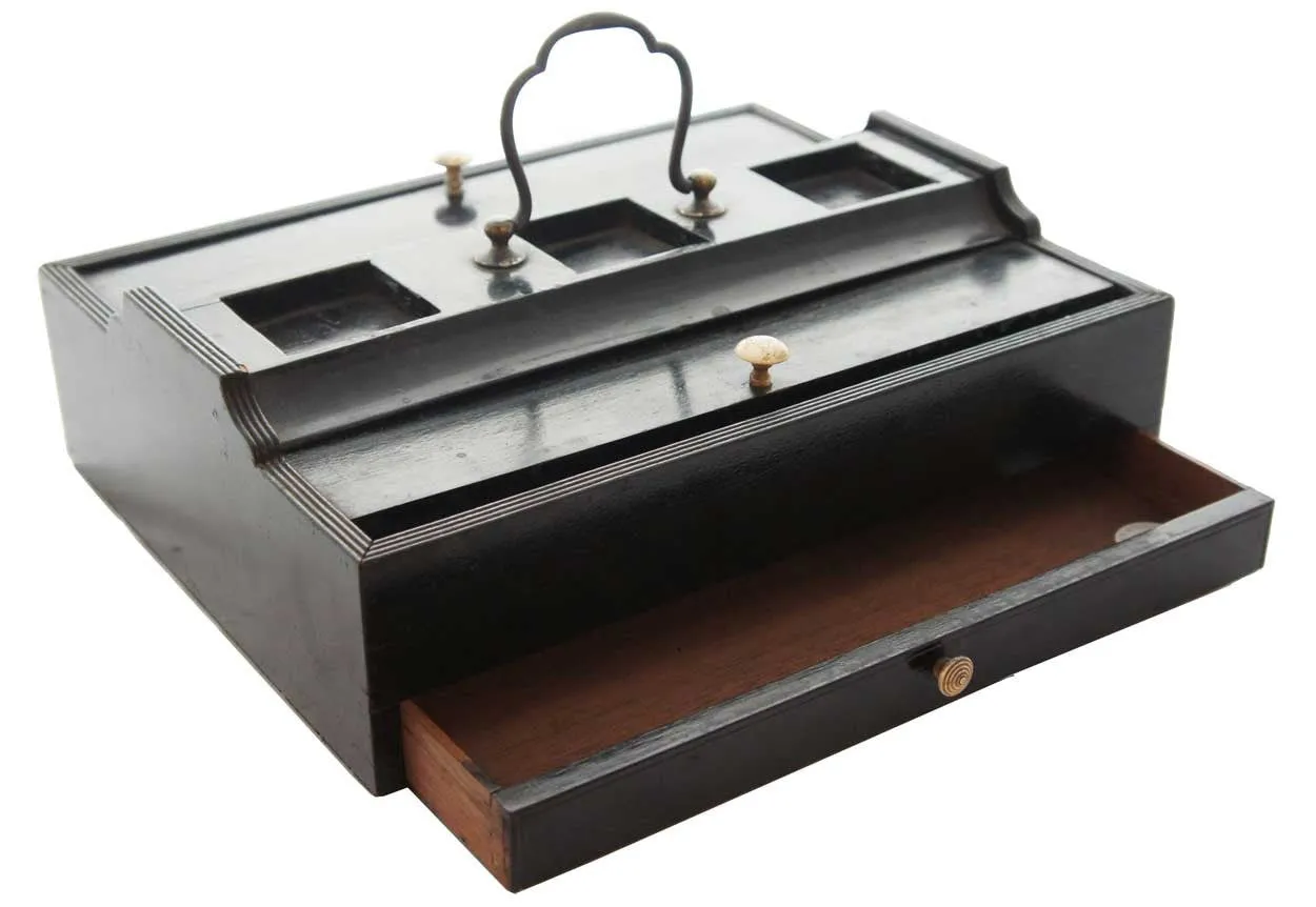 English Regency Chatsworth House Ebonized Inkstand