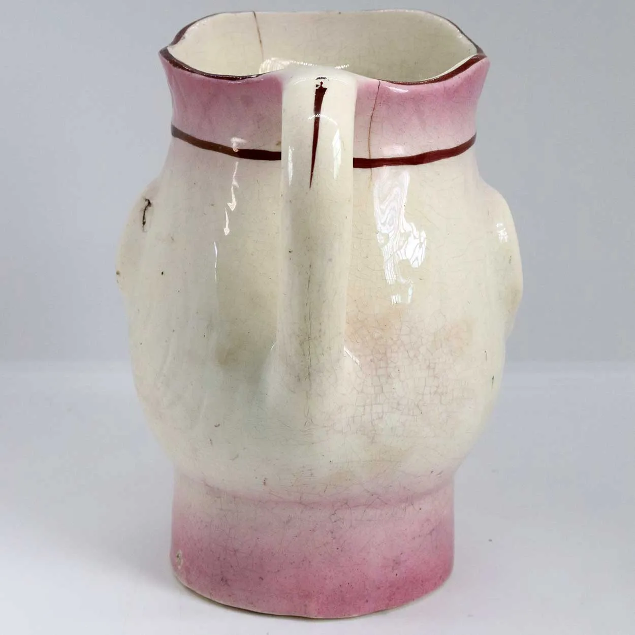 English Victorian Staffordshire Glazed Pottery Character Face Jug