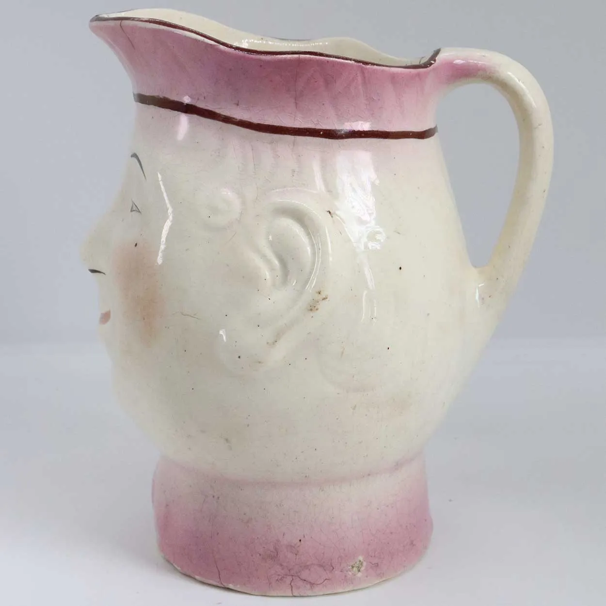 English Victorian Staffordshire Glazed Pottery Character Face Jug