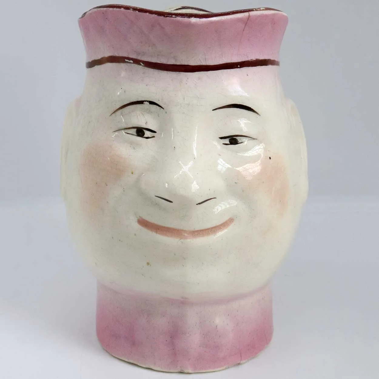 English Victorian Staffordshire Glazed Pottery Character Face Jug