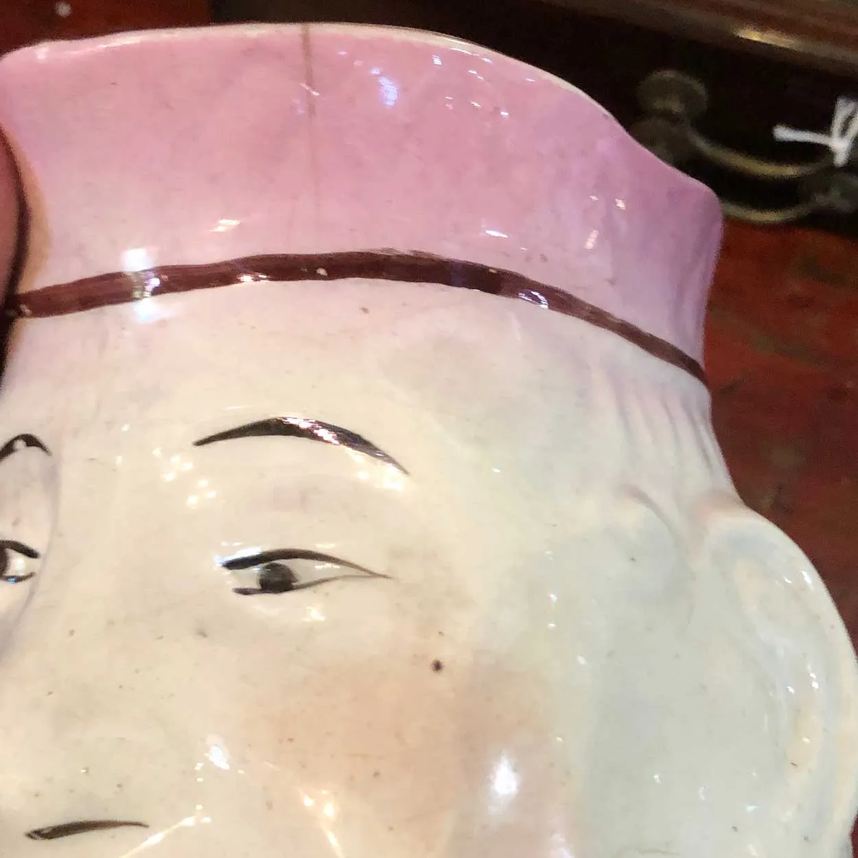 English Victorian Staffordshire Glazed Pottery Character Face Jug