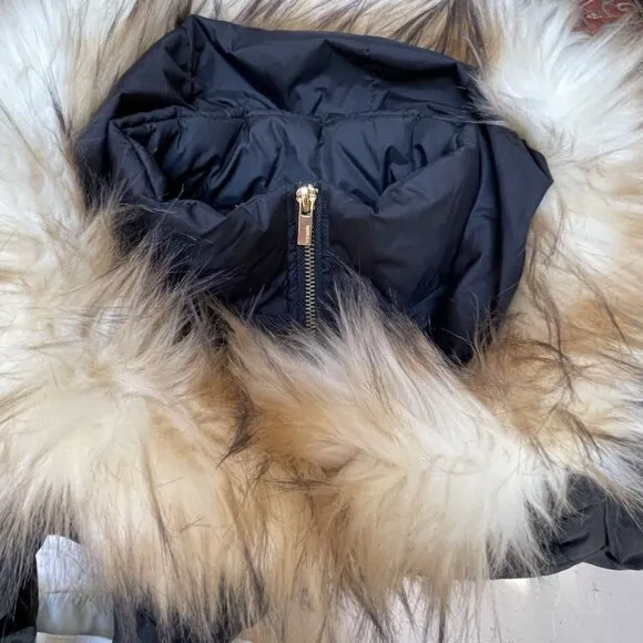 Express Hooded Parka Faux Fur Coat Jacket Womens Small Black Quilted Outdoor