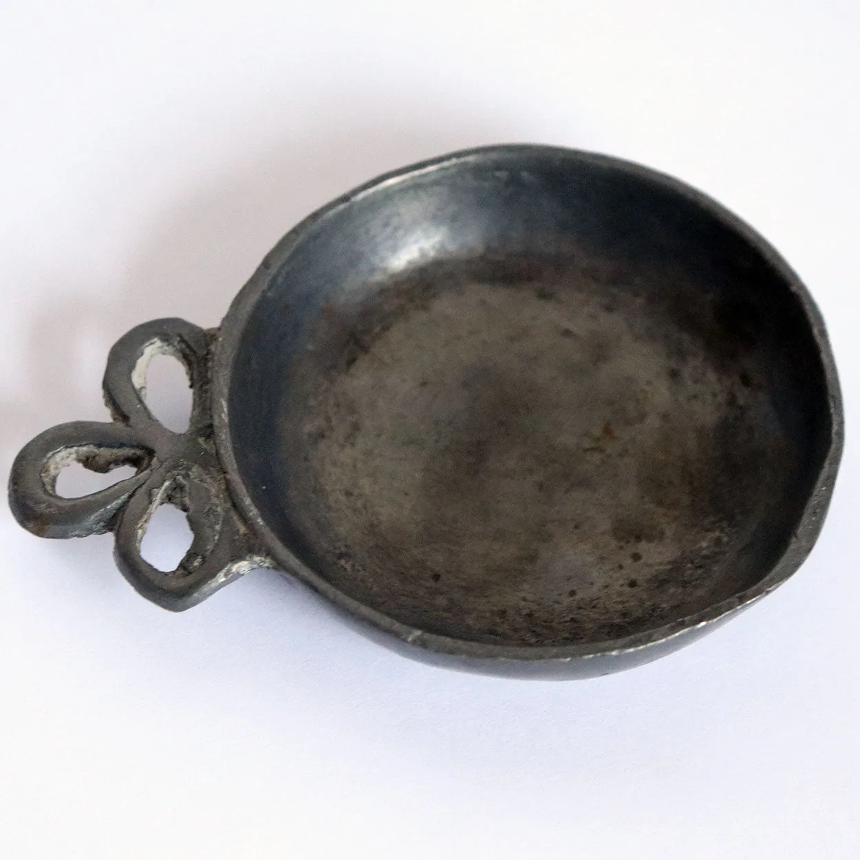 French Pewter One-Handle Wine Tasting Bowl (Tastevin)